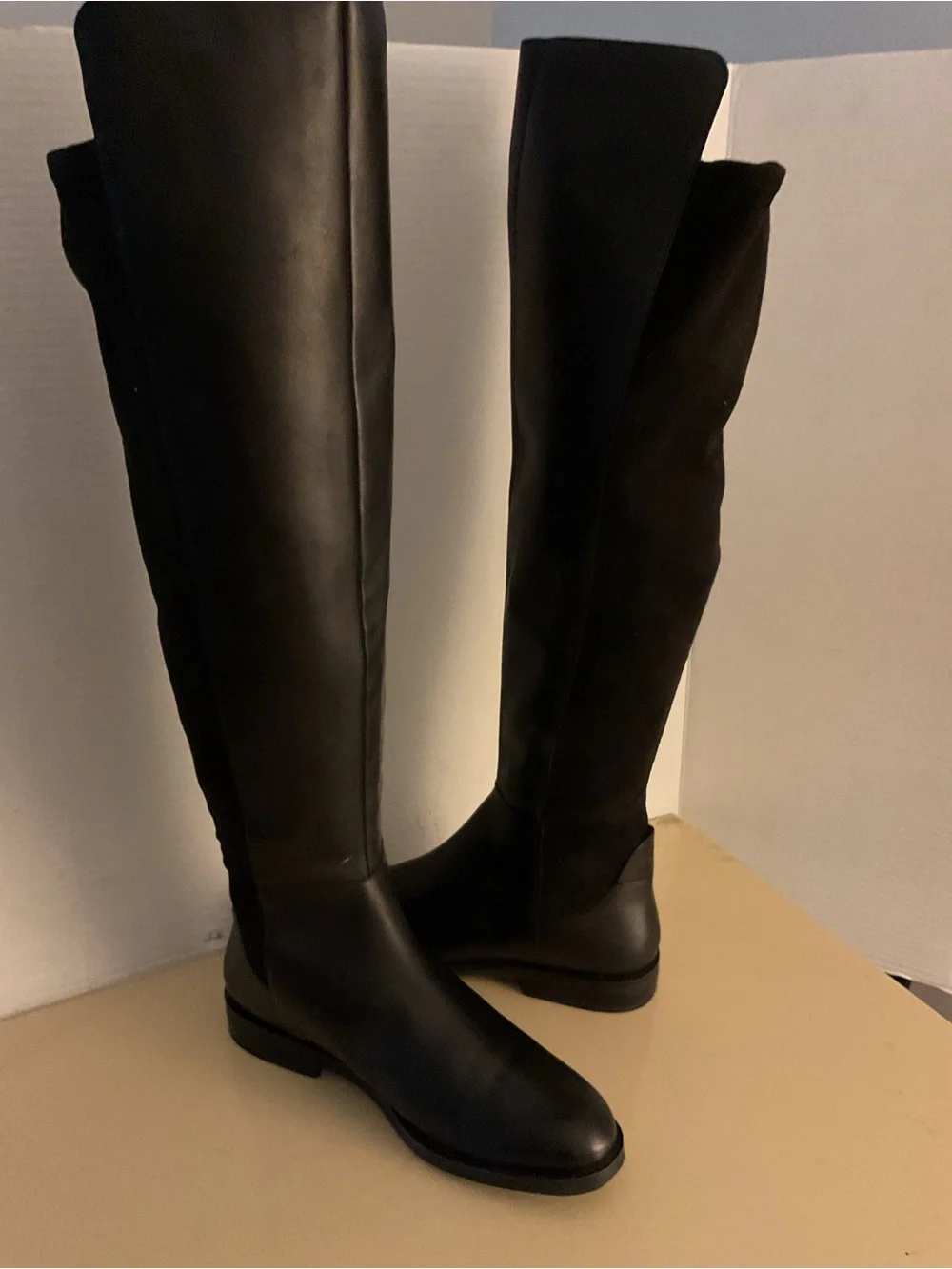 Cole Haan women black leather suede tall Over-the-Knee boots US 8.5